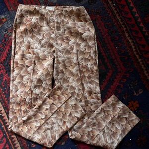 Vintage feather print pants by Cache